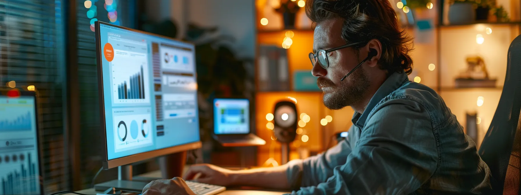 a person sitting at a computer, analyzing data and making adjustments to a website.