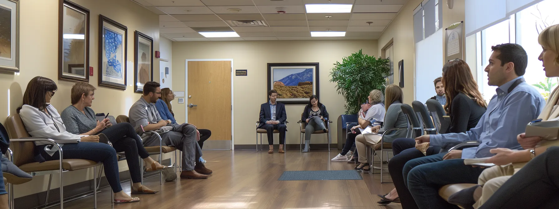 a dermatologist with a busy waiting room full of patients.