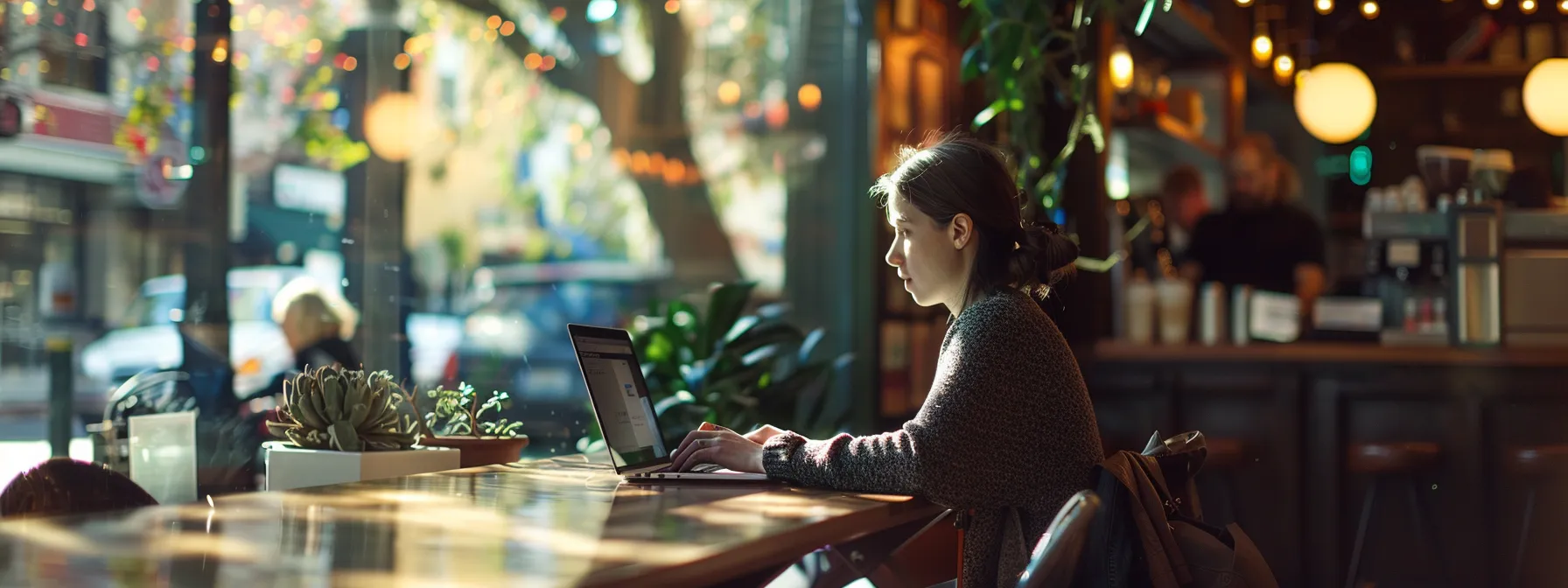 a person working on a laptop in a coffee shop in melbourne, fl, while optimizing their website for local seo strategies.