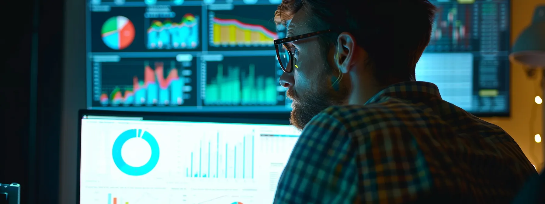 a person reviewing detailed graphs and charts on a computer screen to analyze the impact of seo on lead generation metrics.