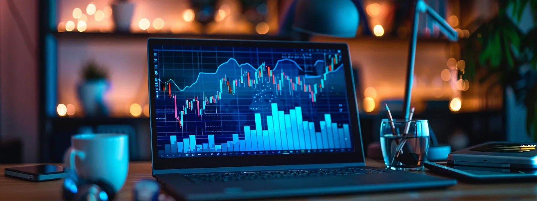 a laptop displaying a graph showing a sharp increase in leads after implementing seo strategies.