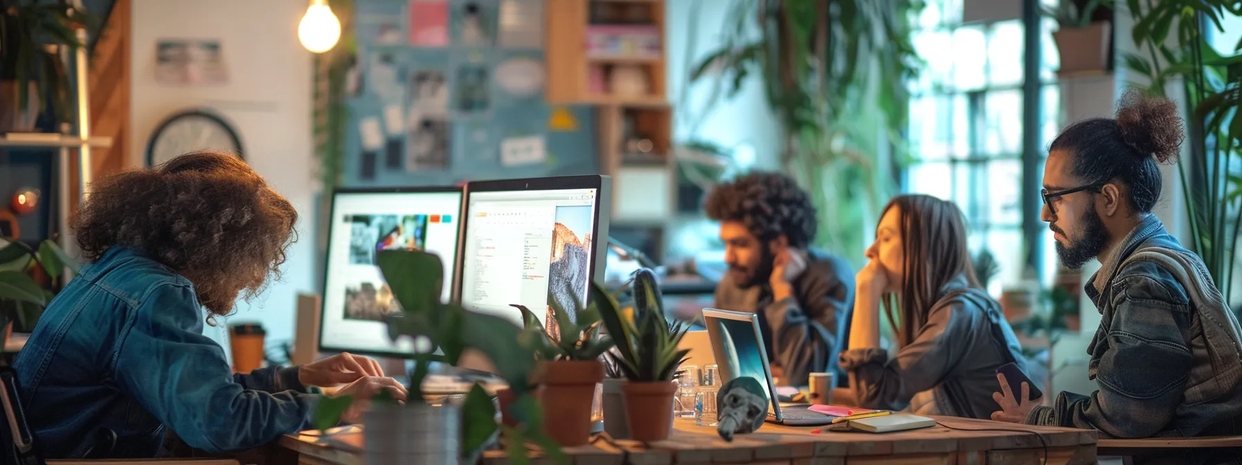 people brainstorming in front of a computer with multiple tabs open on lead generation ppc strategies.