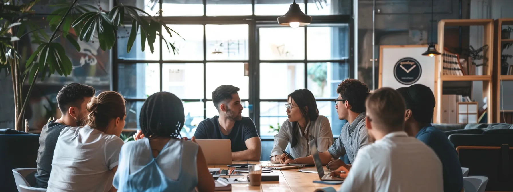 a group of people discussing website performance and seo strategies in a meeting room.