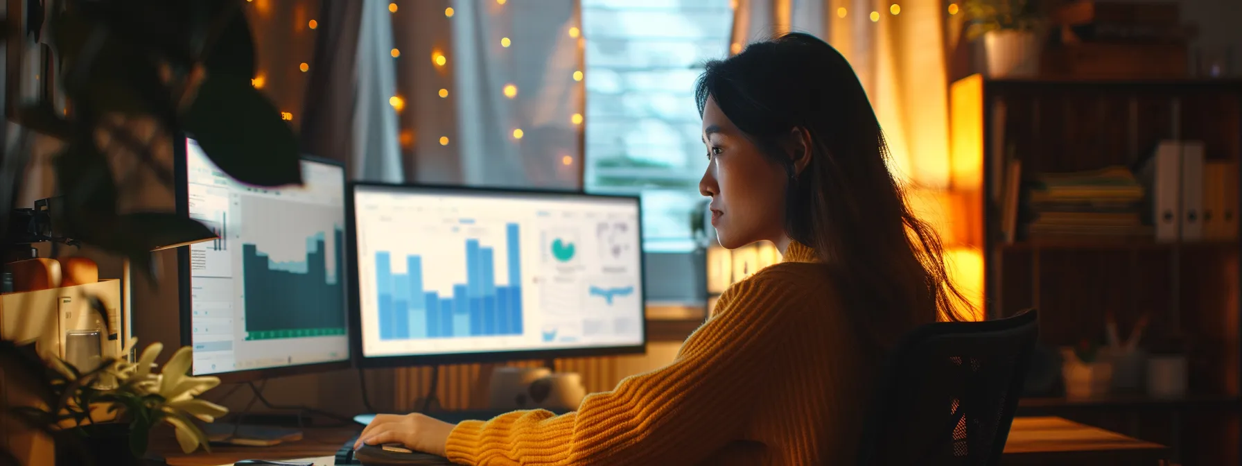 a person sitting at a computer analyzing various graphs and charts related to seo metrics in melbourne.