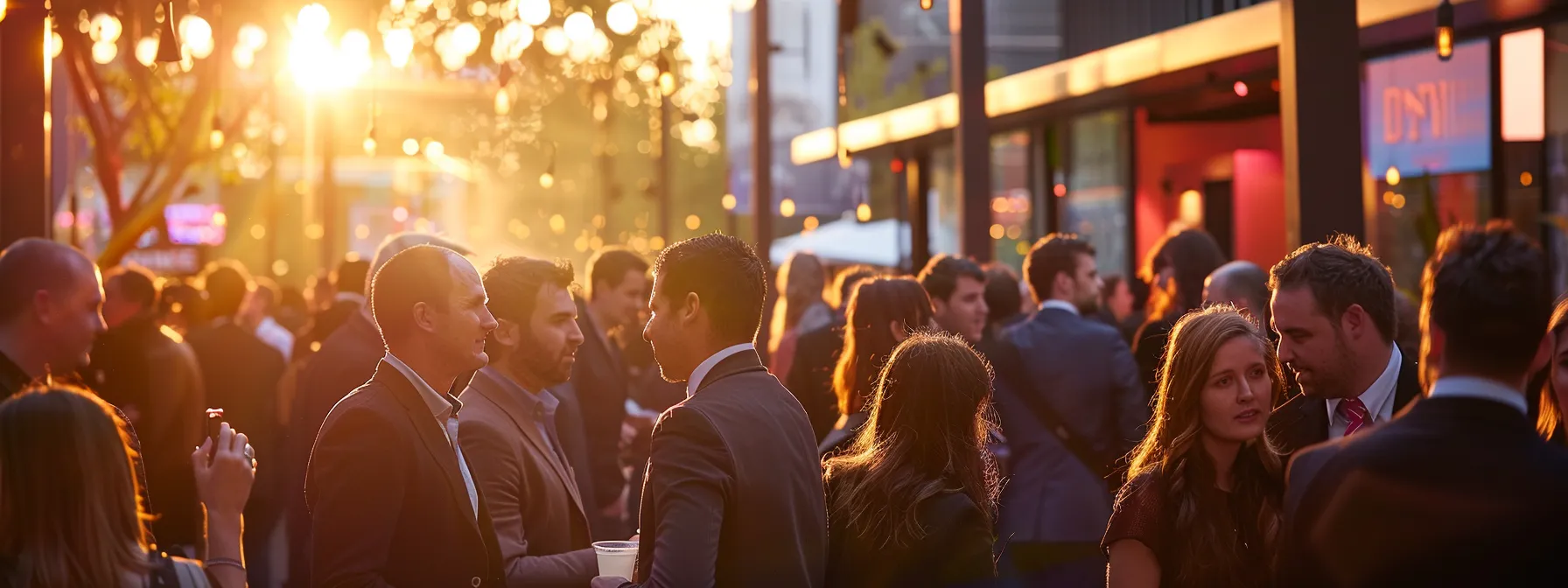 a crowd of people gathering at a melbourne event sponsored by a top seo company.