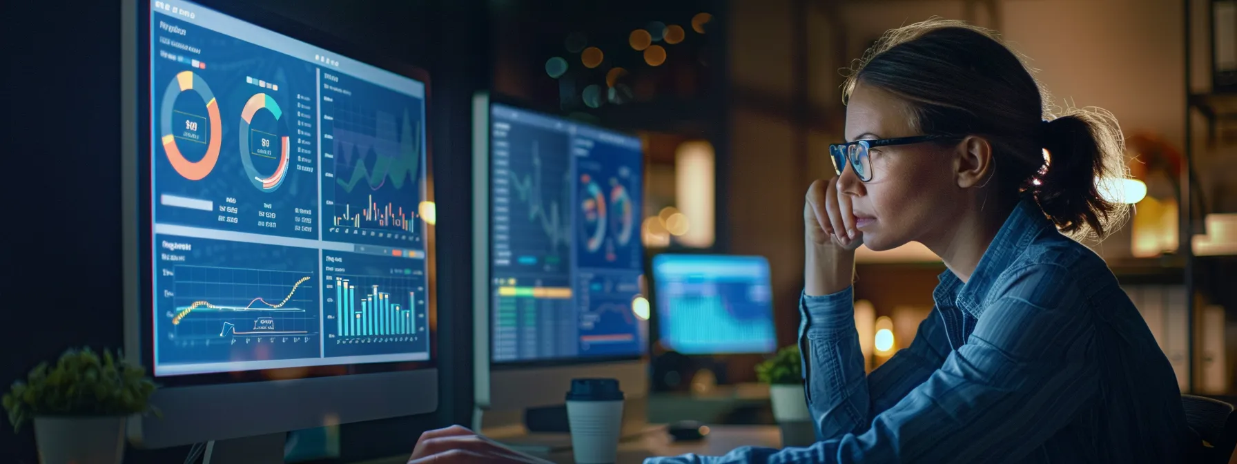 a person at a computer screen, researching keywords for local seo strategies.