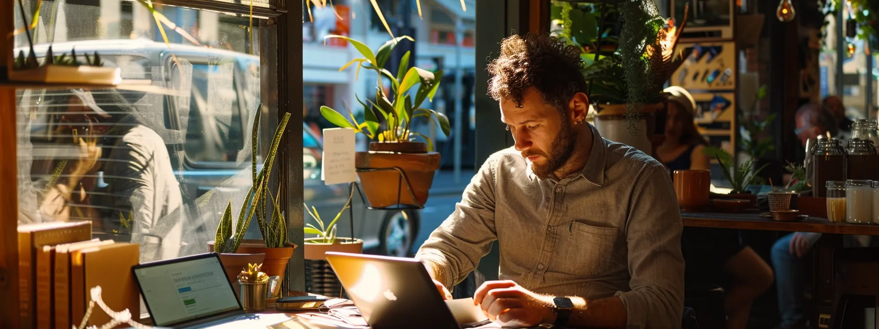 a business owner in melbourne updating their google business profile and reading local reviews on a mobile device.